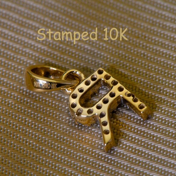 Real Natural Ethically Sourced Earth Diamond Gold Initial R Pendant Stamped 10K - Picture 4 of 5